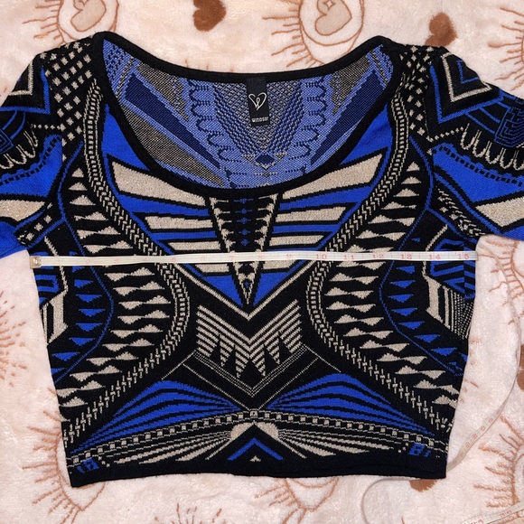 Windsor Midi Skirt And Top Long Sleeve Black & Blue Body Con Print Cotton ( Set) - Picture 3 of 13